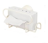 Strong Suction Cup Tissue Holder for Wall Mount in Bathroom Kitchen Space Metal Face Towel Rack for Wet Wipes Storage (White)