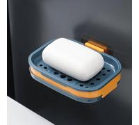 Strong Suction Soap Dish Holder Bathroom Shower Bath Net Drain Case Tray Box (green)