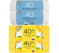 Strong Swing Bin Liners Scented 50 Litres | Fragranced Swing Bin Liners Tie Handle Refuse Sacks Bags | 80 Citrus Lemon & 80 Fresh Linen 160 Bags Total