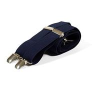 Strong Trouser Braces (Suspenders) 2.5 cm Wide - Available in Navy Blue, Black, White or Red (Navy Blue)