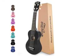 Strong Wind Soprano Ukulele 21 Inch Basswood Ukeleles for Beginners Four Strings Hawaiian Guitar Christmas Ukulele for Adults Teenagers, Black