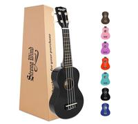 Strong Wind Soprano Ukulele - Stringed Musical Instrument Ukulele for Beginners Adults, 21 Inch Basswood Ukelele (Black)
