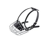 STRONG Wire Metal muzzle Basket Dog Muzzle Rottweiler,Mastiff Golden Retriever & other (TR, Silver/Black Leather)