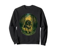 Strong Wolf Forest Path Vintage Woodcut Outdoor Nature Lover Sweatshirt