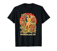 Strong Woman Tiger Roses Traditional Tattoo Art Womens Day T-Shirt
