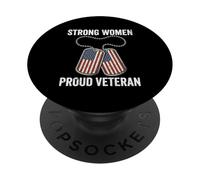 Strong Women Proud Veteran Female Veteran's Day Soldier USA PopSockets Adhesive PopGrip