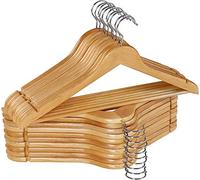 Strong Wooden Hangers Brown Strong Shoulder Notches Wardrobe Wooden Garments Hangers Non-Slip Trouser Coat Jacket Hangers Pants Bar Made By Natural Wood (10)