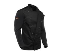 strongAnt Chef's Jacket Men's Slim Fit Stretch BW with Press Studs, Bakers Jacket - Long Sleeve - Black Grey White, Black / dry touch mesh back, XXXL
