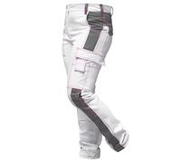 strongAnt® - Elastic Painter Trousers, Women's Work Trousers, Knee Pockets, YKK Zip + YKK Button - Made in EU - White - 80 EU Long/29W x 34L