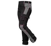 strongAnt® - Ladies Work Trousers, Black Grey for Women. Complete Stretch with kneepads Pockets. Zipper YKK + Metal Button YKK Combed Cotton - Black/Grey 40