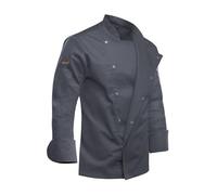 strongAnt® - Men Chef's Jacket with Hidden Clasps, Baker's Jacket with Long Sleeves and in Grey - M
