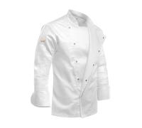 strongAnt® - Mens Chef Jacket Long Sleeve with Hidden Press Studs Baker Jacket - Slim Style, Slim fit - Made in EU - White, XXL