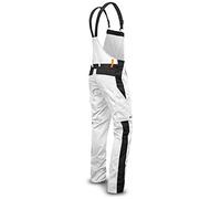 strongAnt® - Mens Painter Stretch Bib and Brace Overalls with Knee pad Pockets. Painter Trousers Berlin, Painter Suit - Made in Europe - Size: 24, Colour: White-Black