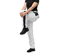 strongAnt Women's Work Trousers Fully Stretch Trousers with Knee Pad Pockets Black Grey White Pink, White black / nylon stretch, 10