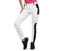 strongAnt Women's Work Trousers Fully Stretch Trousers with Knee Pad Pockets Black Grey White Pink, White / Black Strong Cotton Stretch 10%, 10