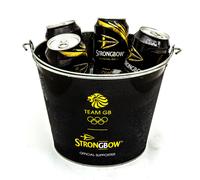 Strongbow Black Metal Ice Bucket Party Drinks Holder Chiller Cooler Home Bar Pub Holds 5 Cans