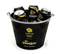 Strongbow Black Metal Ice Bucket Party Drinks Holder Chiller Cooler Home Bar Pub Holds 5 Cans