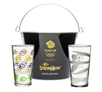 Strongbow Pint Glasses X2 Ice Bucket Cider Beer Lager Bar Runner Man Cave Set Roxley