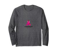 Stronger Than Cancer Breast Cancer Awareness Support Long Sleeve T-Shirt, Adult Unisex, Dark Heather Grey, M