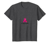 Stronger Than Cancer Breast Cancer Awareness Support T-Shirt, Kids, Dark Heather Grey, 12 Years