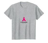 Stronger Than Cancer Breast Cancer Awareness Support T-Shirt, Kids, Heather Grey, 10 Years