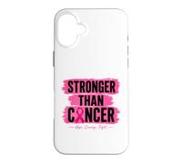 Stronger Than Cancer Pink Ribbon Breast Cancer Hope Case for iPhone 16 Plus