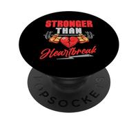 Stronger Than Heartbreak Motivational Fitness Design Gym PopSockets Adhesive PopGrip