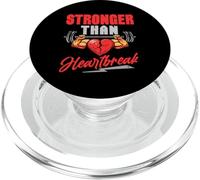 Stronger Than Heartbreak Motivational Fitness Design Gym PopSockets PopGrip for MagSafe