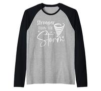 Stronger Than The Storm Modern Heart Positive Saying Raglan Baseball Tee