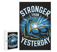 Stronger Than Yesterday Arm Graphic, 1000 PCS Wooden Brain Teaser for Adults, Screen-Free Activity; for Shared Table Time