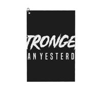 Stronger Than Yesterday - Bodybuilding Golf Towel with Carabiner Clip | 16x24 Inch Microfiber Towel for Golf Bags | Secure Clip Attach | Quick Dry Waffle Weave Design
