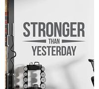 Stronger Than Yesterday - Gym Motivational Quote Wall Art Sticker [XLarge] [Dark Grey]