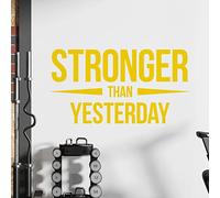 Stronger Than Yesterday - Gym Motivational Quote Wall Art Sticker [XLarge] [Medium Yellow]
