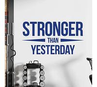 Stronger Than Yesterday - Gym Motivational Quote Wall Art Sticker [XLarge] [Mid Blue]