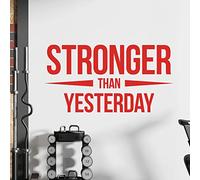Stronger Than Yesterday - Gym Motivational Quote Wall Art Sticker [XLarge] [Poppy]