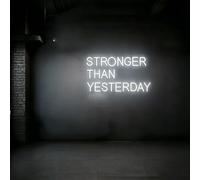 Stronger Than Yesterday Neon Sign, Dimmable LED Light for Gym Wall Decor, USB Powered Fitness Neon Light for Home, Office, Club Men Gifts