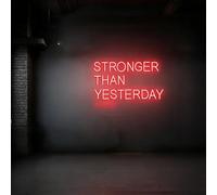 Stronger Than Yesterday Neon Sign, Dimmable LED Light for Gym Wall Decor, USB Powered Fitness Neon Light for Home, Office, Club Men Gifts