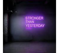 Stronger Than Yesterday Neon Sign, Dimmable LED Light for Gym Wall Decor, USB Powered Fitness Neon Light for Home, Office, Club Men Gifts