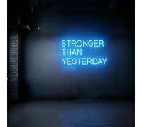 Stronger Than Yesterday Neon Sign, Dimmable LED Light for Gym Wall Decor, USB Powered Fitness Neon Light for Home, Office, Club Men Gifts