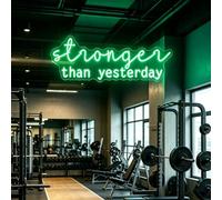 Stronger Than Yesterday Neon Sign, Dimmable LED Light for Gym Wall Decor, USB Powered Fitness Neon Light for Home, Office, Club Men Gifts