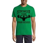 Stronger Than Your Excuses Overhead Press Graphic Crew Neck Cotton Men's T-Shirt Kelly Green Medium