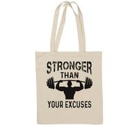 Stronger Than Your Excuses Overhead Press Graphic Natural Cotton Tote Bag White