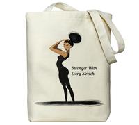 Stronger With Every Stretch Tote Bag - Inspirational Pilates & Yoga Canvas Bag for Women, Reusable Workout Tote with Zipper for Gym, Studio, Wellness Gifts, Fitness Motivation Bag, Instructor Gift