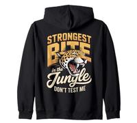 Strongest Bite In The Jungle Dont Test Me Leopard Zip Hoodie