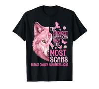 Strongest Warriors Have Scars Breast Cancer Awareness Wolf T-Shirt