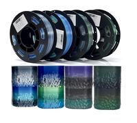 Stronghero3D Silk PLA Filament Bundle,PLA Filament 1.75mm,Gradient Color Pack,Multi Color Change 3D Printer Filament for Most 3D Printer,4 Spool 200g Each,Silver,Green,Blue