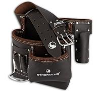 STRONGLAD 5-Pocket Single Side Brown Oil Tanned Leather Tool Belt Pouch Work/Apron for Carpenter and Builders Toolbelt for Construction, brown