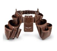 STRONGLAD Leather Carpenter Tool Belt - 21-Pocket Brown-Red Crocodile-Embossed Top-Grain Leather Framing Tool Belt for Men | Heavy-Duty Construction Gear with Stainless Steel Hardware