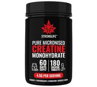Stronglife Creatine Tablets - 180-1500mg per Tablet, 4500mg Serving, 60-Day Supply, Monohydrate Micronised for Optimal Absorption, Muscle Growth, Performance, Energy Powder, Gummies