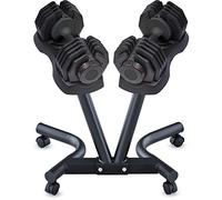 STRONGOLOGY Black 40kg 16-Weights-in-1 Easy Change Safely from 5kg to 40kg Smart Adjustable Dumbbell - With Stand